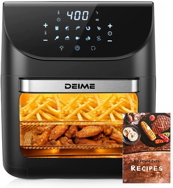 Photo 1 of Air Fryer 12 QT 1700W Large Capacity Oilless Hot Air Fryers Oven Healthy Cooker with 10 Presets, Visible Cooking Window, LCD Touch Screen, 6 Dishwasher Safe Accessories Included Recipe
