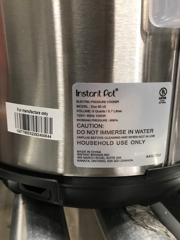 Photo 5 of (See photo for minor damage) Instant Pot Duo Nova 7-in-1 Electric Pressure Cooker, Slow Cooker, Rice Cooker, Steamer, Saute, Yogurt Maker, Sterilizer, and Warmer, 10 Quart, 14 One-Touch Programs 10qt (tested)
