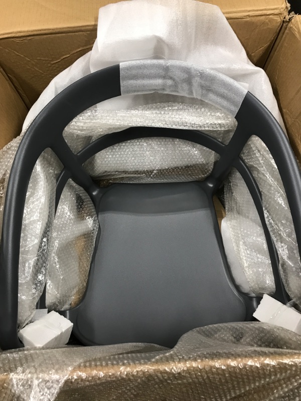 Photo 2 of (1 chair leg is broken) Amazon Basics Dark Grey, Curved Back Dining Chair-Set of 2, Premium Plastic Dark Grey Mid-Century Modern