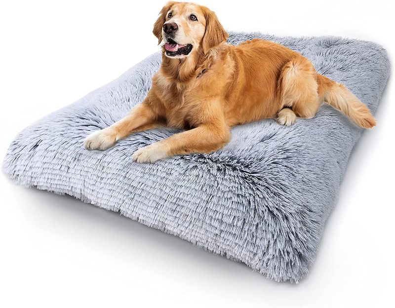 Photo 1 of 2 piece Vonabem Dog Bed Crate Pad, Deluxe Plush Anti-Slip Pet Beds, Washable Dog Crate Mat for Large Medium Small Dogs Breeds, Fulffy Kennel Pad 36 inch