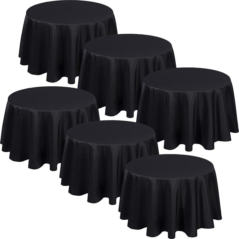 Photo 1 of 6 Pack 60 Inch Round Tablecloth Suitable for 20-48 Inch Round Tables Reusable Water Resistant Spill Proof Washable Table Covers for Christmas Banquets