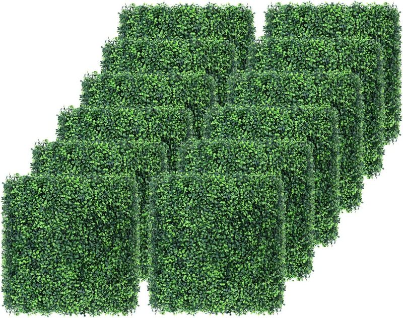 Photo 1 of 12PCS 20" X 20" Artificial Boxwood Topiary Hedge Plant Grass Backdrop Wall UV Protection Indoor Outdoor Privacy Fence Home Decor Backyard Garden Decoration Greenery Walls