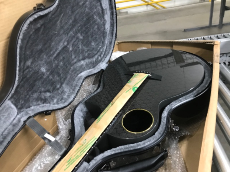 Photo 8 of Enya Carbon Fiber Acoustic Electric Guitar X4 Pro AcousticPlus 41” Cutaway Guitar Bundle with Hard Case, Leather Strap(EA-X4E Pro)