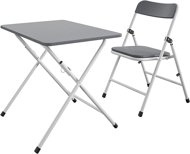 Photo 1 of COSCO Kid's 2-Piece Table & Chair Activity Set, Gray & White, Pinch-Free Design, Easy to Clean, Multi-Purpose, No Assembly Required, Portable,...
