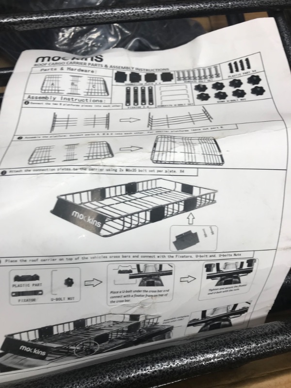 Photo 3 of Mockins Roof Cargo Basket 64x39x6 Extendable Cargo Roof Rack Cargo Carrier 250lb Roof Basket Cargo Carrier | Roof Rack Cargo Basket & Waterproof Bag | Cargo Rack Rooftop Cargo Carrier Roof Rack Basket