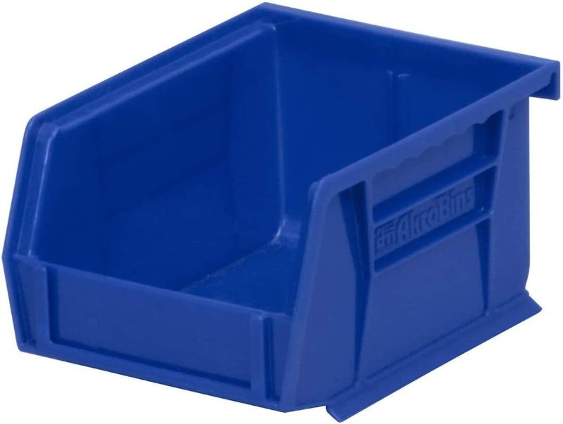 Photo 1 of Akro-Mils 30210 AkroBins Plastic Hanging Stackable Storage Organizer Bin, 5-Inch x 4-Inch x 3-Inch, Blue, 20-Pack
