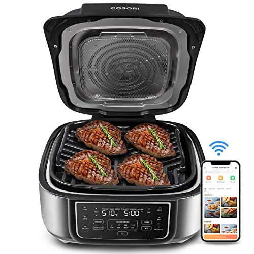 Photo 1 of COSORI Indoor Grill & Smart XL Air Fryer Combo Aeroblaze, 8-in-1, 6QT, Grill, Broil, Roast, Bake, Crisp, Dehydrate, Preheat & Shake Remind & Keep Warm