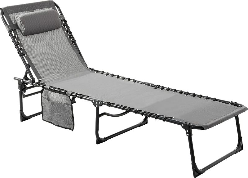 Photo 1 of 4-Fold Patio Chaise Lounge Chair for Outdoor 