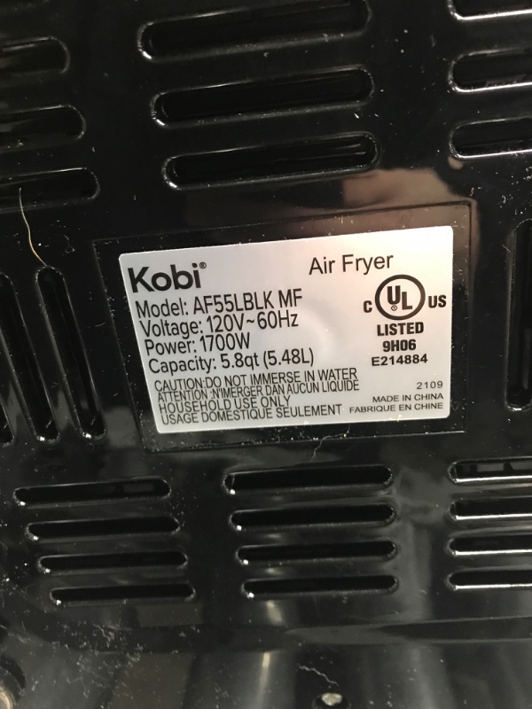 Photo 3 of *Nonfunctional-Parts Only* Kobi Air Fryer, XL 5.8 Quart,1700-Watt Electric Hot Air Fryers Oven & Oilless Cooker, LED Display, 8 Preset Programs, Shake Reminder, for Roasting, Nonstick Basket, ETL Listed (100 Recipes Book Included) (Black)