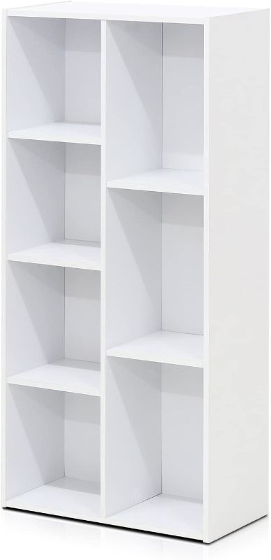 Photo 1 of *Minor Damage-See Last Photo/Loose Hardware* Furinno 7-Cube Reversible Open Shelf, White & Jaya Simple Home 3-Tier Adjustable Shelf Bookcase, White