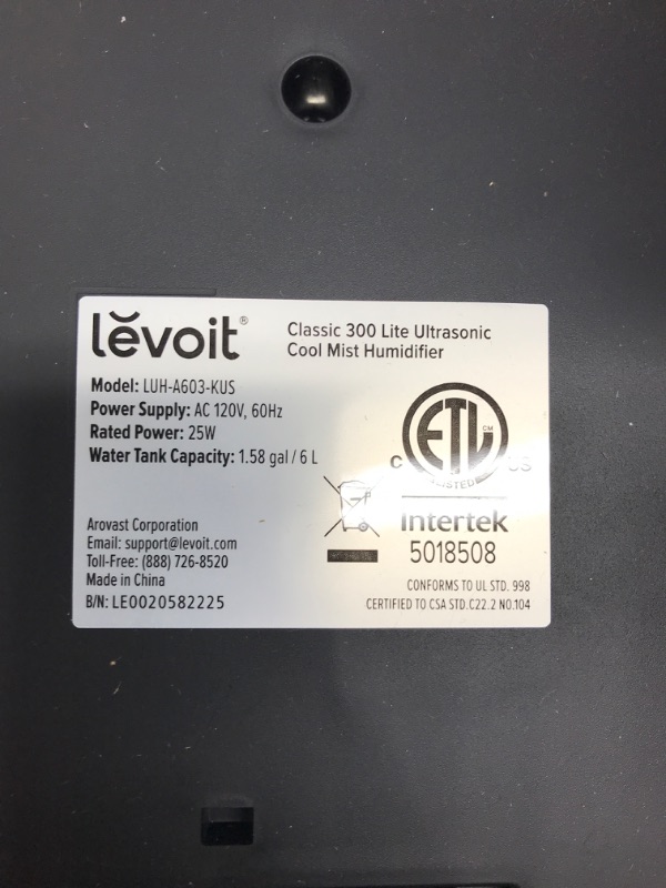 Photo 3 of *Tested* LEVOIT 60-Hour Top Fill Humidifiers for Bedroom Large Room (6L) , Cool Mist Ultrasonic for Baby and Plants, Humidify 505 sq.ft for Whole Family, Quiet, Easy to Use and Clean, Auto Shut Off Black Humidifier