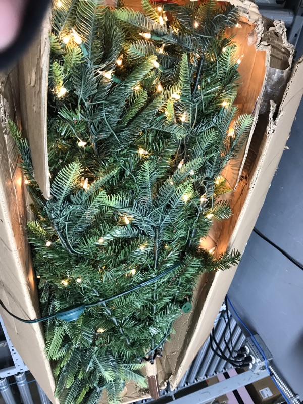 Photo 2 of *Tested* Puleo International 7.5 Foot Pre-Lit Aspen Fir Artificial Christmas Tree with 700 UL Listed Clear Lights Green 7.5' Aspen Fir with 700 Clear Lights