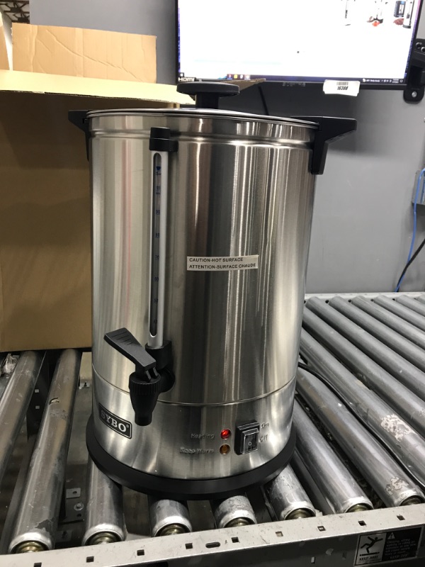 Photo 1 of *Powers On* SYBO 2022 Upgrade SR-CP100C Commercial Grade Stainless Steel Percolate Coffee Maker Hot Water Urn for Catering, 100-CUP 16 L, Metallic