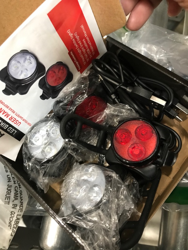 Photo 2 of Akale Rechargeable Bike Lights Set, LED Bicycle Lights Front and Rear, 4 Light Mode Options, 650mah Lithium Battery, Bike Headlight, IPX4 Waterproof, Easy to Install for Men Women Road 2 Pack