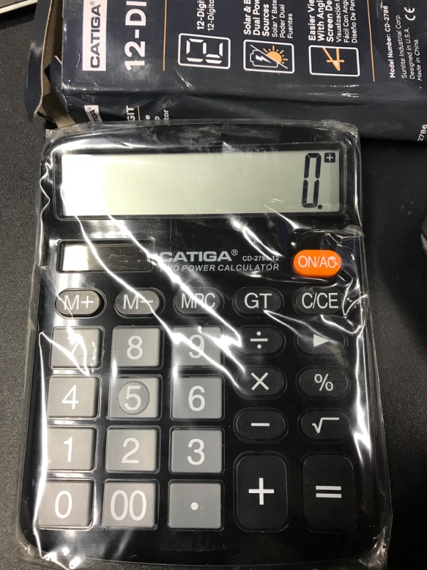 Photo 2 of ***TESTED WORKING*** Desktop Calculator 12 Digit with Large LCD Display and Sensitive Button, Solar and Battery Dual Power, Standard Function for Office, Home, School, CD-2786 (Black)