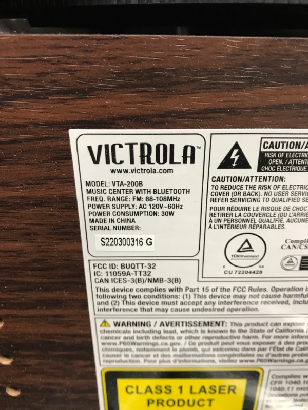 Photo 4 of ***TESTED TURNS ON SEE FULL LISTING FOR NOTES*** Victrola Nostalgic 6-in-1 Bluetooth Record Player & Multimedia Center with Built-in Speakers - 3-Speed Turntable, CD & Cassette Player, AM/FM Radio | Wireless Music Streaming | Espresso Espresso Entertainme