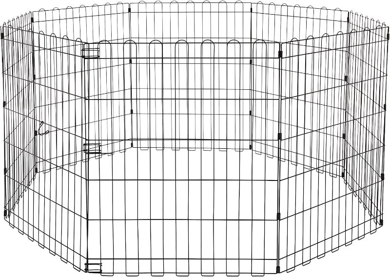 Photo 1 of Amazon Basics Foldable Metal Exercise Pet Play Pen for Dogs, No Door, 60 x 60 x 24 Inches, Black
