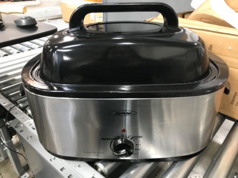 Photo 4 of 24 Quart Electric Roaster Oven, Turkey Roaster with Viewing Lid, Large Stainless Steel Roaster Oven Silver