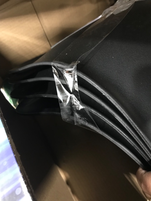 Photo 1 of CangLong Modern Mid-Century Shell Lounge Plastic DSW Natural Wooden Legs for Kitchen, Dining, Bedroom, Living Room Side Chairs, Set of 4, Black