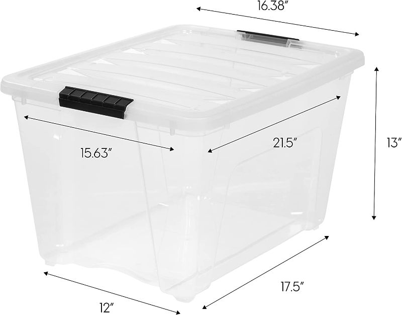 Photo 1 of ** MISSING LID ** IRIS USA 40 Qt. Plastic Storage Bin Tote Organizing Container with Durable Lid and Secure Latching Buckles