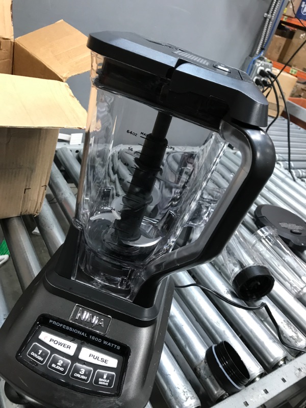 Photo 2 of ** BROKEN DAMAGED ** Ninja BL770 Mega Kitchen System, 1500W, 4 Functions for Smoothies, Processing, Dough, Drinks & More, with 72-oz.* Blender Pitcher, 64-oz. Processor Bowl, (2) 16-oz. To-Go Cups & (2) Lids, Black Black with 2 Nutri Ninja Cups + Lids