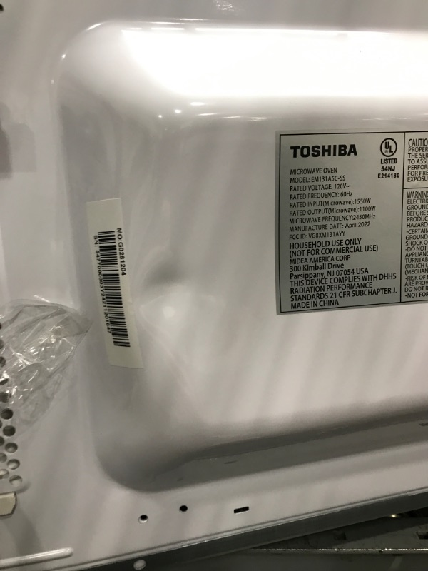 Photo 6 of ** BENT DAMAGES ** TOSHIBA EM131A5C-SS Countertop Microwave Oven, 1.2 Cu Ft with 12.4" Turntable, Smart Humidity Sensor with 12 Auto Menus, Mute Function & ECO Mode, Easy Clean Interior, Stainless Steel & 1100W Silver Microwave Oven