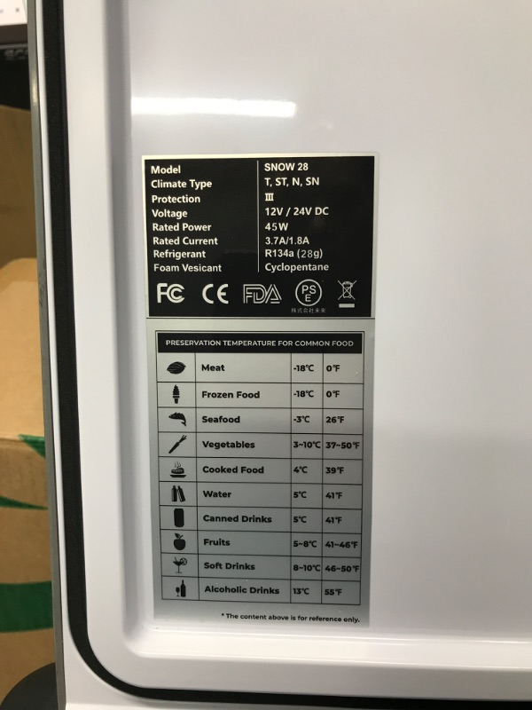 Photo 5 of *Tested* F40C4TMP Portable Refrigerator, 30 Quart (28L) 12 Volt Freezer, (-7.6?~50?) Compressor Fridge For Car with 12/24V DC & 110V AC, Suitable For Van, Truck, Vehicles, RV, Road Trip, Camping, Outdoor, Home