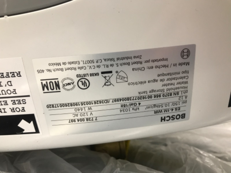 Photo 2 of *Power Light Did Not Turn On When Plugged In* Bosch Electric Mini-Tank Water Heater Tronic 3000 T 4-Gallon (ES4) - Eliminate Time for Hot Water - Shelf, Wall or Floor Mounted 4 Gallon