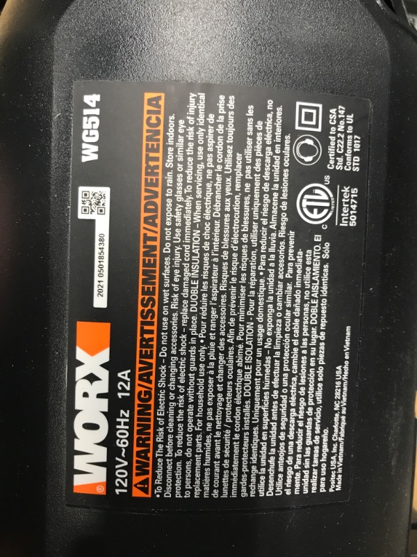 Photo 1 of *Unable to Test* WORX WG514 3-in-1 TriVac Deluxe 2.0 Electric Blower/Mulcher/Vacuum