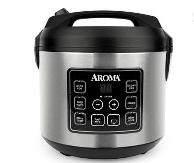 Photo 1 of Aroma Housewares 20 Cup Cooked (10 cup uncooked) Digital Rice Cooker, Slow Cooker, Food Steamer, SS Exterior (ARC-150SB),Black
