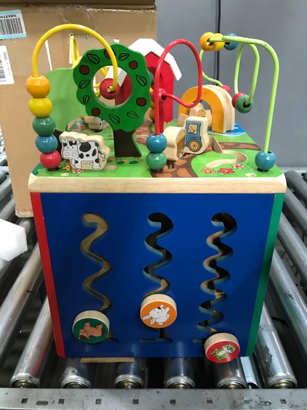 Photo 2 of Battat - Wooden Activity Cube - Discover Farm Animals Activity Center for Kids 1