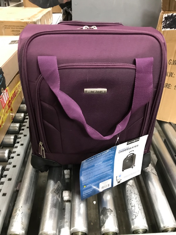 Photo 2 of **USED** Samsonite Underseat Carry-On Spinner with USB Port, Purple, One Size One Size Purple