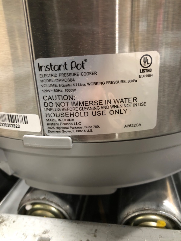 Photo 3 of ***TESTED***POWERED ON****Instant Pot Duo Plus, 6-Quart Whisper Quiet 9-in-1 Electric Pressure Cooker, Slow Cooker, Rice Cooker, Steamer, Sauté, Yogurt Maker, Warmer & Sterilizer, Free App with 1900+ Recipes, Stainless Steel 6QT Duo Plus