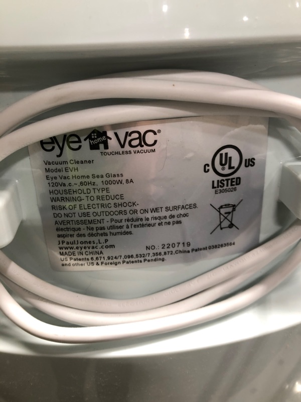Photo 3 of ***TESTED**POWERED ON**EyeVac Home Touchless Stationary Vacuum, Dual High Efficiency Filtration, Corded, Bagless, Automatic Sensors, 1000 Watt (Sea Glass)
