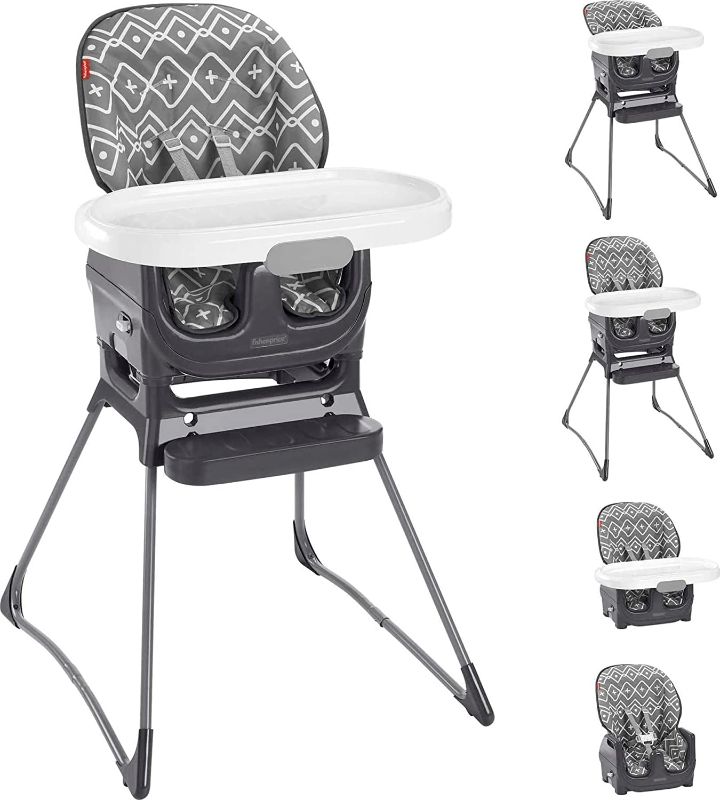 Photo 1 of Fisher-Price Deluxe High Chair – Gray Tribal, Convertible Infant-to-Toddler Dining Chair and Booster seat with Easy Clean up Features
