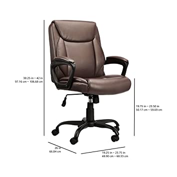 Photo 1 of Amazon Basics Classic Puresoft Padded Mid-Back Office Computer Desk Chair with Armrest - Brown