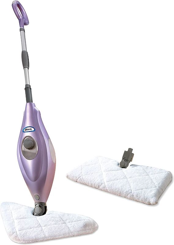 Photo 1 of ** POWERRS ON*** Shark S3504AMZ Steam Pocket Mop Hard Floor Cleaner with 1 Rectangle and 1 Triangle Mop Head, Natural Powerful Steam, Easy Maneuvering, Triangle & Rectangle Washable Pads, Quick Drying, Purple
