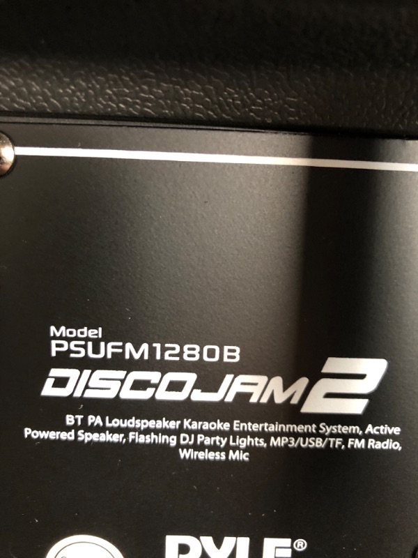 Photo 3 of ***MISSING CHARGING CORD*** UNABLE TO TEST*** Wireless Portable PA Speaker System - 700 W Battery Powered Rechargeable Sound Speaker and Microphone Set with Bluetooth MP3 USB Micro SD FM Radio AUX 1/4" DJ lights - For PA / Party - Pyle PSUFM1280B Basic Ka