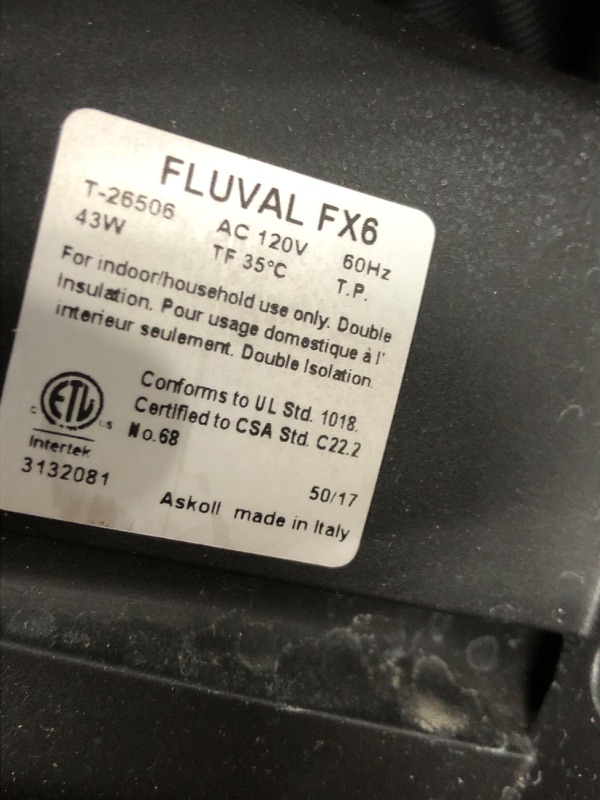 Photo 3 of ***TESTED***POWERS ON*** Fuval High Performance Aquarium Filter FX6