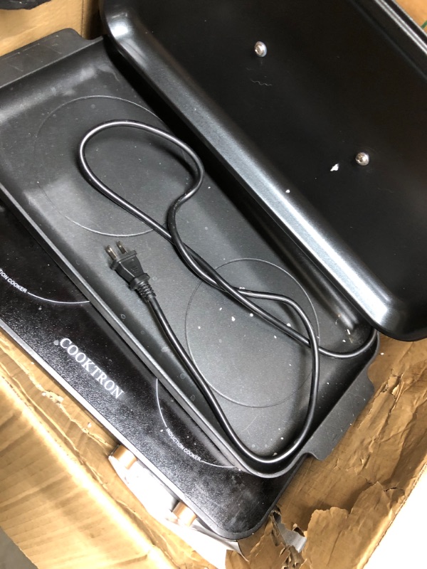 Photo 1 of ***TESTED***COOKTRON Portable Induction Cooktop 2 Burner with Removable Iron Cast Griddle Pan Non-stick, 1800W Double Induction Cooktop with Child Safety Lock & Time, Great for Family Party Black