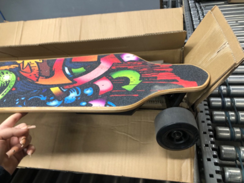 Photo 3 of Electric Skateboard, Electric Longboard with Remote for Adults and Teens, 450W Brushless Motor, 20 MPH Top Speed, 12.5 Miles Range, 5+2+1 Plys Maple, Bamboo and Glass Fiber ?Upgraded?
