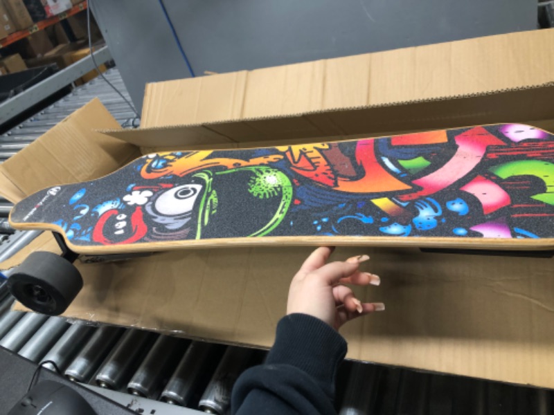 Photo 4 of Electric Skateboard, Electric Longboard with Remote for Adults and Teens, 450W Brushless Motor, 20 MPH Top Speed, 12.5 Miles Range, 5+2+1 Plys Maple, Bamboo and Glass Fiber ?Upgraded?
