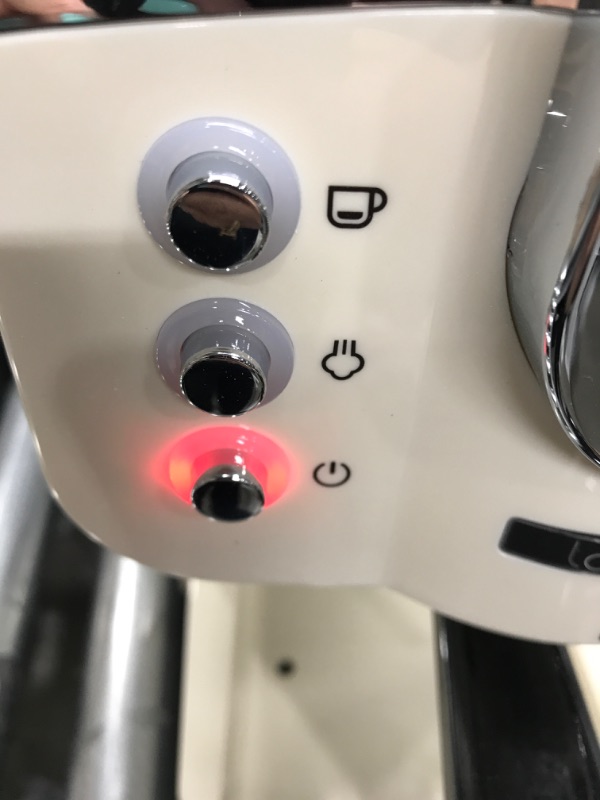 Photo 5 of *** POWERS ON *** Espresso Machine 19 Bar Fast Heating Cappuccino Coffee Maker with Milk Frother Steam Wand - Beige Cream Beige