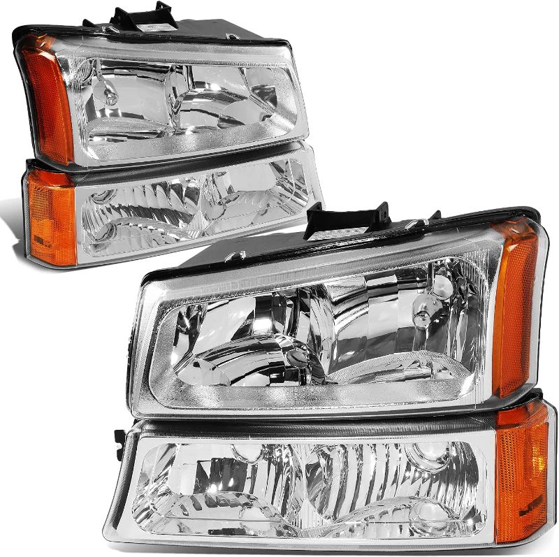 Photo 1 of Chrome Amber Headlights Compatible with 2003-2006 Chevy Silverado/Avalanche