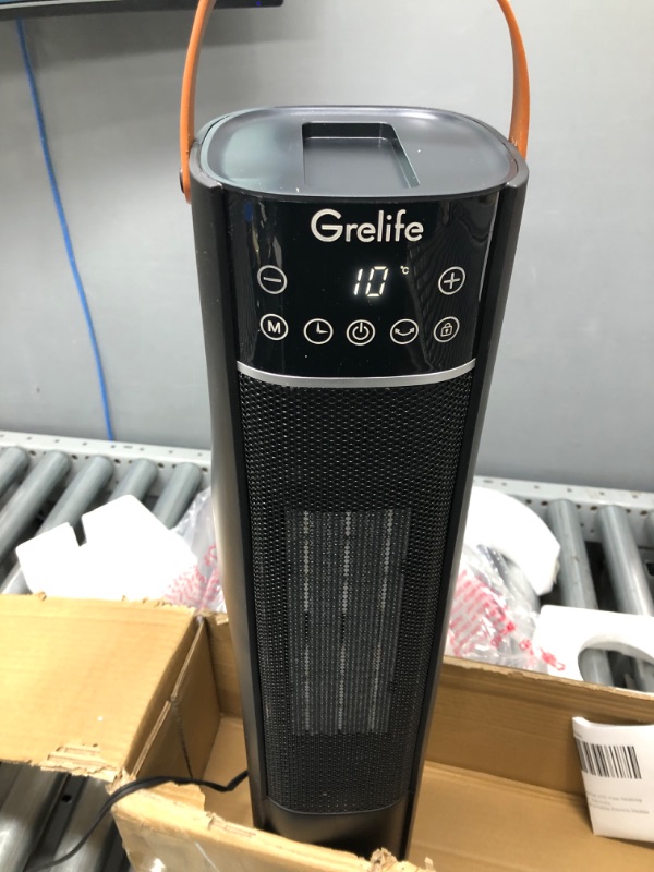 Photo 4 of 26" Space Heater for Indoor Use, Grelife 1500W PTC Fast Heating Oscillating Ceramic Heater with Thermostat, Remote, Overheat&Tip-Over Protection, 12H Timer, Portable Electric Heater for Bedroom Office