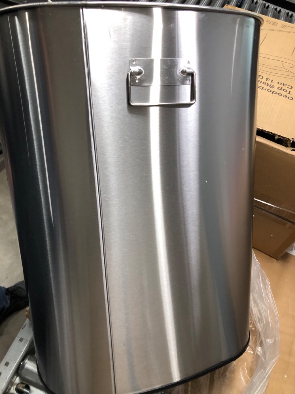 Photo 2 of 13 Gallon Elliptical Open Top Trash Can with Dual AbsorbX Odor Filters, Stainless Steel Recycle Bin with Wide Opening