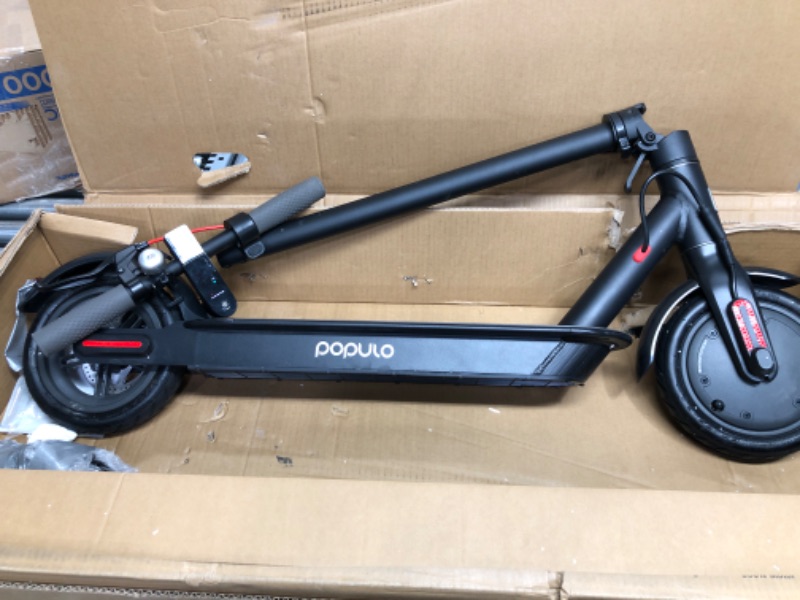 Photo 2 of POPULO ELECTRIC SCOOTER PNEUMATIC TIRES - UP TO 14.5 MILES & 15 MPH PORTABLE FOLDING COMMUTING SCOOTER FOR ADULTS WITH DOUBLE BRAKING SYSTEM.
