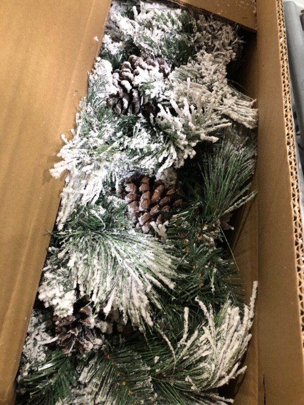 Photo 1 of **used**
9 ft x 10 in Flocked Berkshire Spruce Garland, 170 Tips, Pine Cones