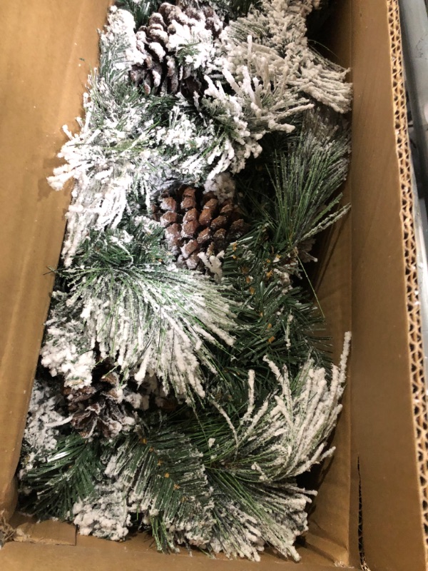 Photo 2 of **used**
9 ft x 10 in Flocked Berkshire Spruce Garland, 170 Tips, Pine Cones