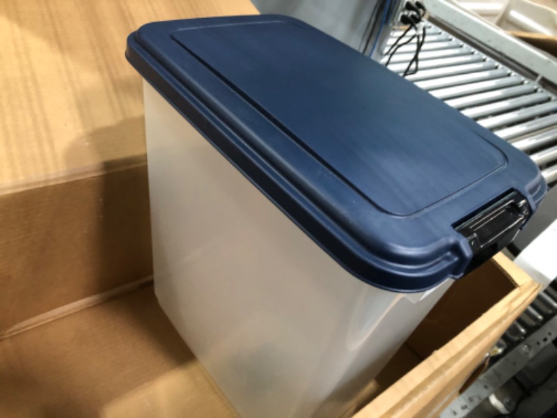 Photo 5 of **lid wont shut properly**
IRIS USA WeatherPro Airtight Pet Food Storage Container for Dog Cat Bird and Other Pet Food Storage Bin, Keep Fresh, Translucent Body, Easy Mobility, BPA Free, 10, 12, 25, 30, 35, 50 Lbs Navy 30 Lbs - 42.7 Qt